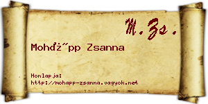 Mohápp Zsanna névjegykártya